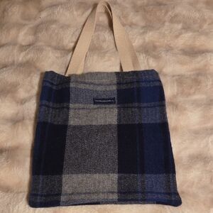 Elegant Plaid Tote in Blue and Gray